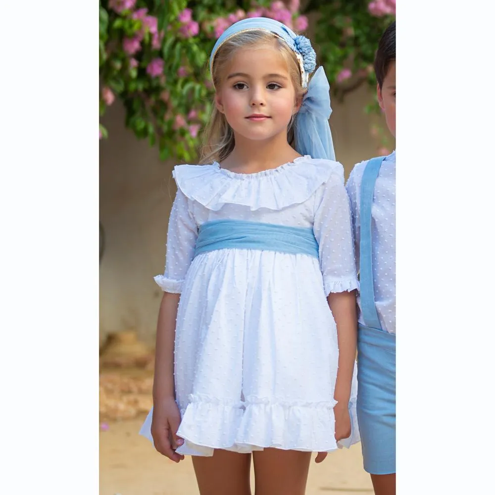 A Vestido niña ceremonia plumeti blanco R180956