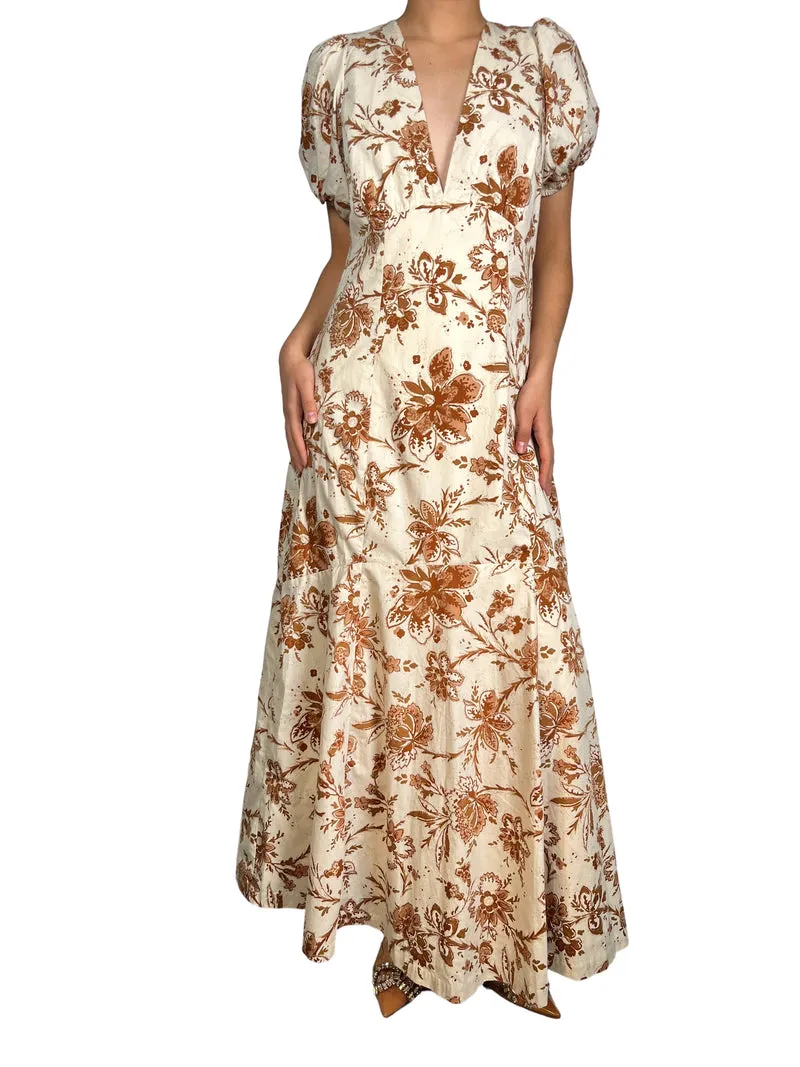 ABERCROMBIE & FITCH Vestido Beige Flores