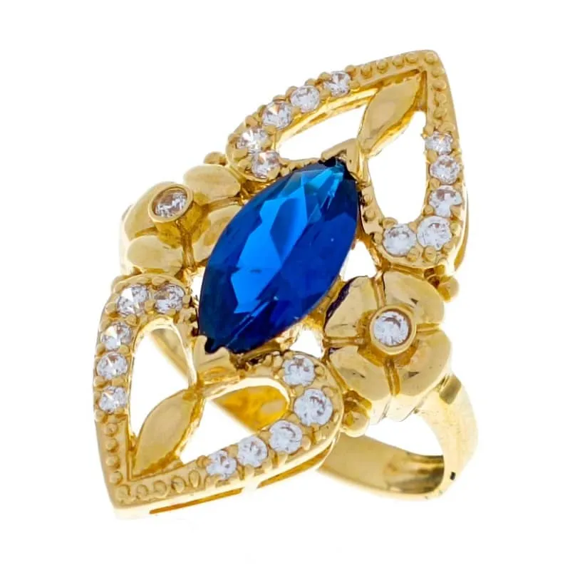 Anillo 18k lanzadera azul oscuro