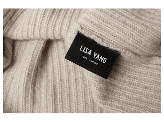 Autre Marque Lisa Yang, cuello de tortuga acanalado en beige 