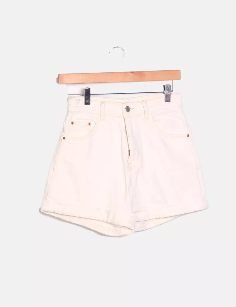 Bershka Short denim blanco