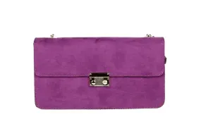 Bolso Antelina Morado Fuelles Piel Crochet B/n