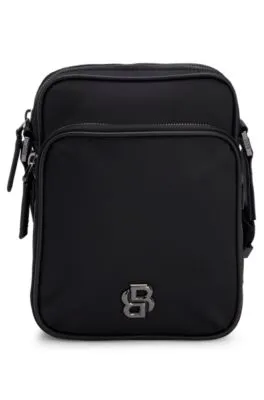 Bolso mensajero de sarga con monograma Double B