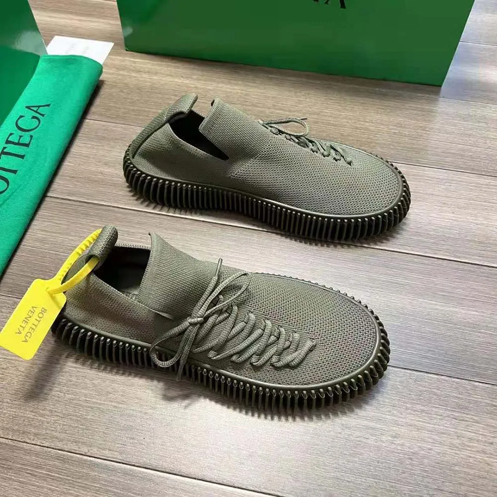 Bottega Veneta Zapatillas unisex con cordones de punto técnico Ripple-Verde