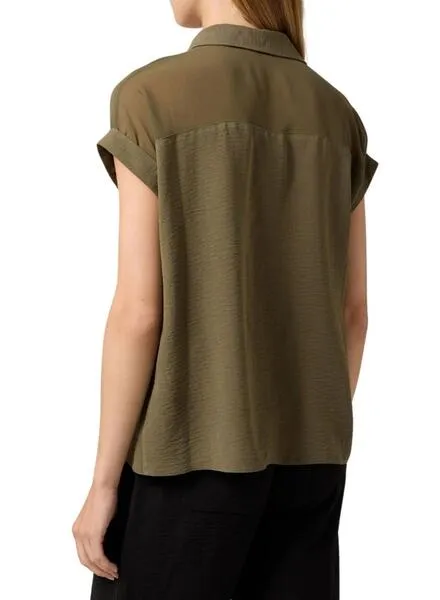 Camisa Naf Naf Semitransparente Verde Para Mujer