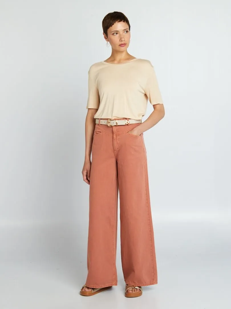 Camiseta básica fluida - BEIGE