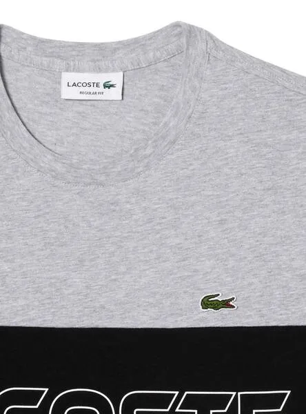 Camiseta Lacoste Color Block Gris para Hombre