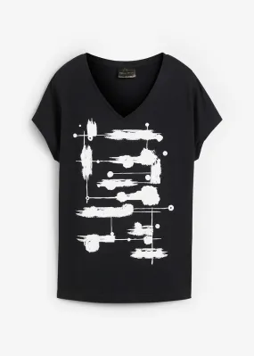 Camiseta Negro-blanco estampado