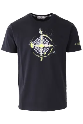 Camiseta Stone Island azul oscura con logo estampado