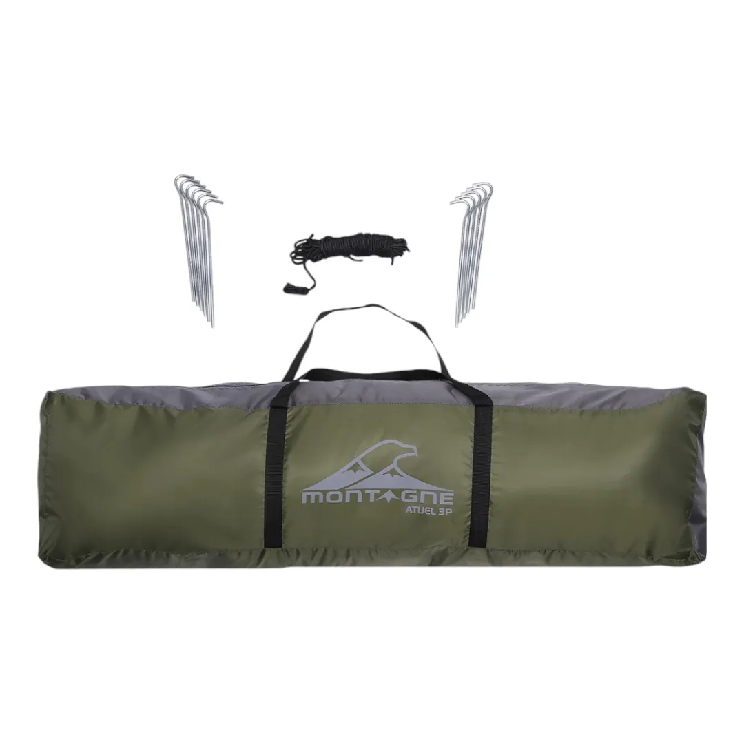 Carpa Montagne Atuel Auto Armable 3 Personas Verde Militar