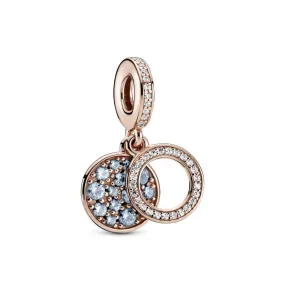 Charm Colgante en Pandora Rose Doble Disco Azul Claro Brillante