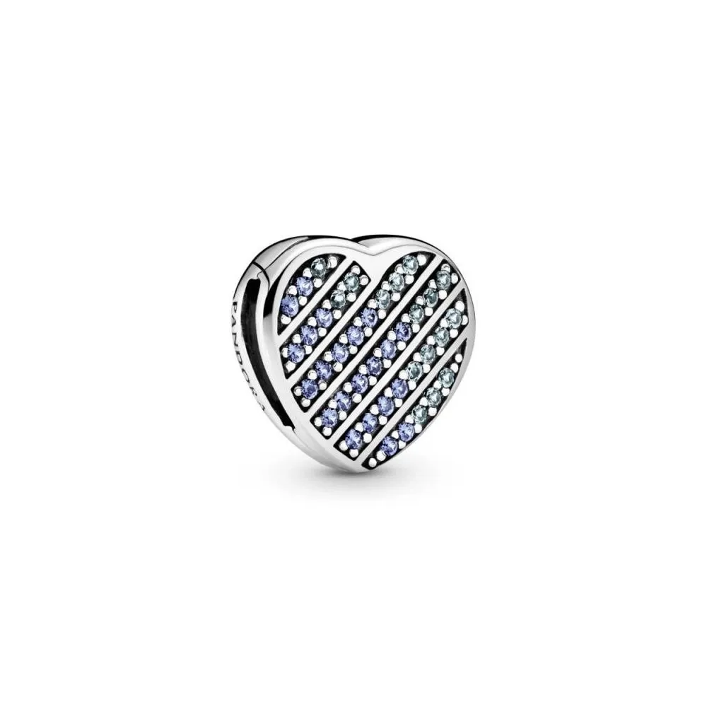 Charm Reflexions de plata Corazón Azul en Pavé 