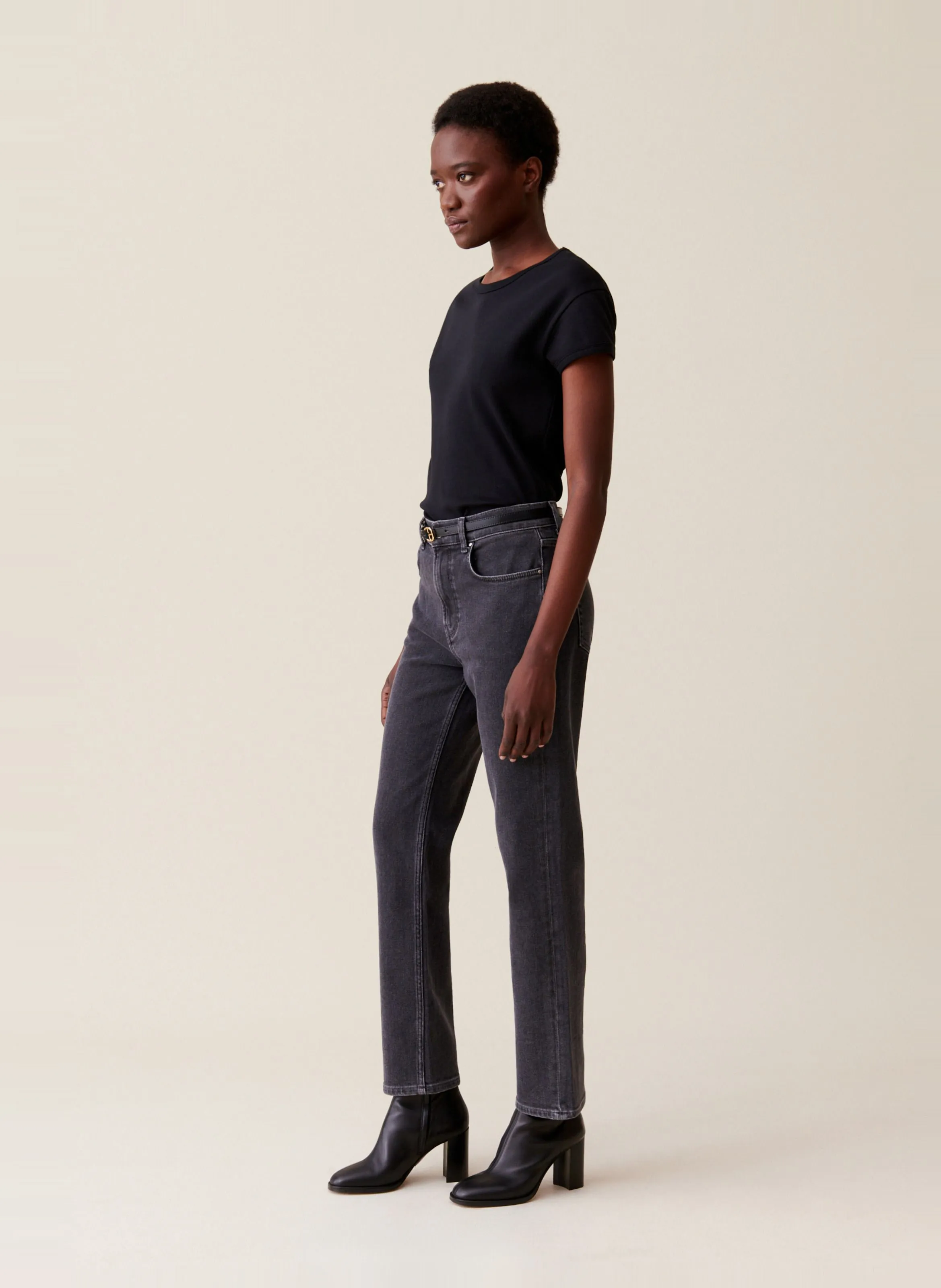 CLAUDIE PIERLOT Pantalón slim de mezcla de algodón en plata