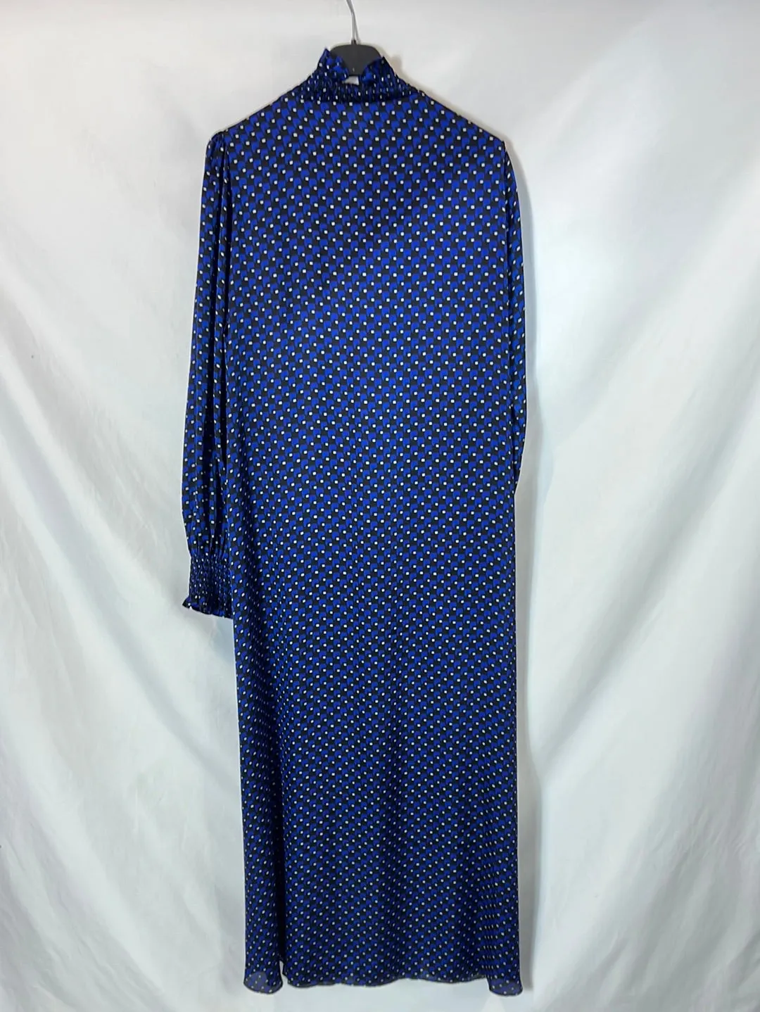 CLAUDIE PIERLOT. Vestido midi azul estampado. T 36