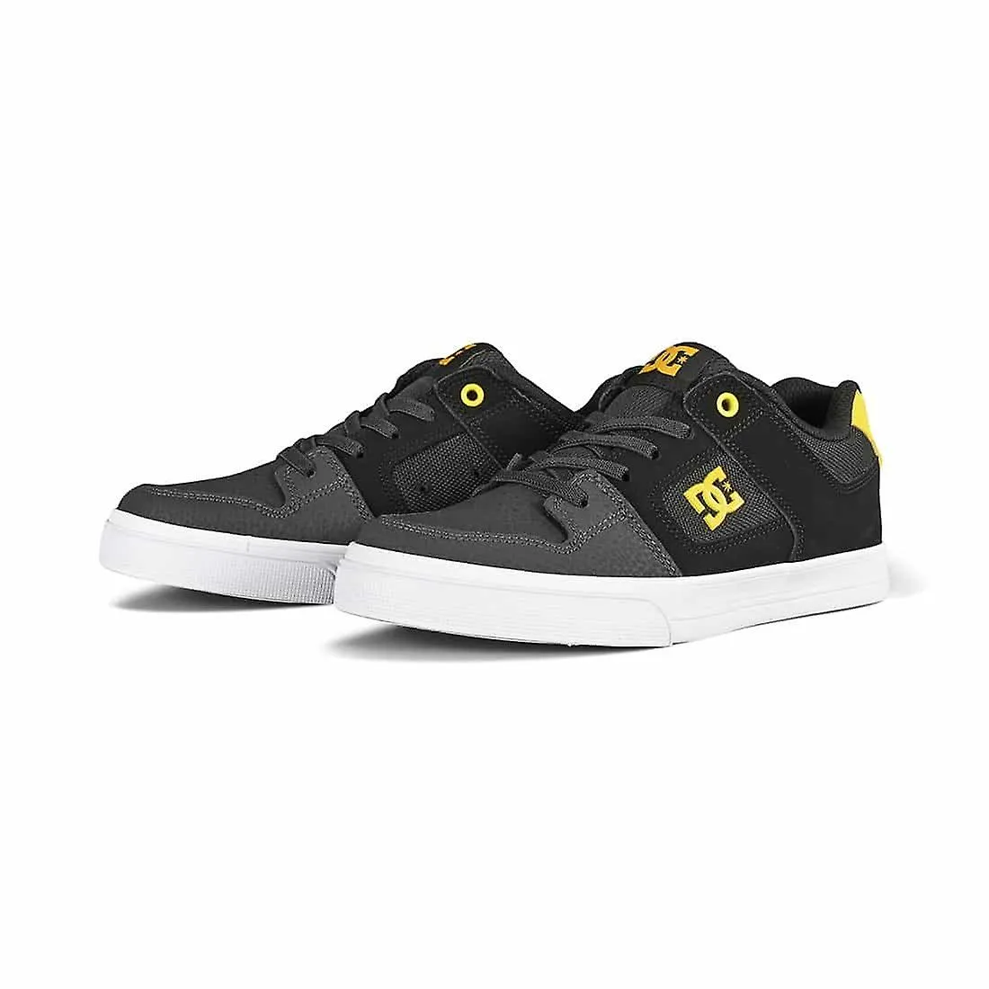 DC Pure Elastic (Youth) Skate Shoes - Gris / Amarillo