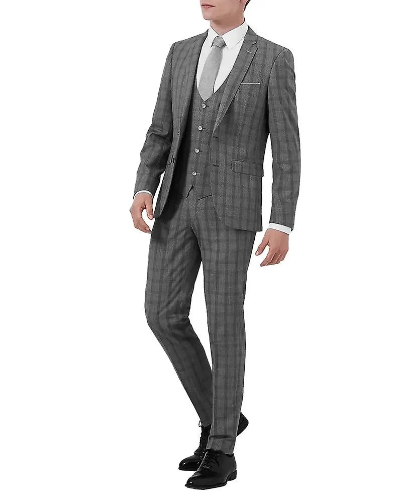 Lazio windowpane check suit pantalón - gris