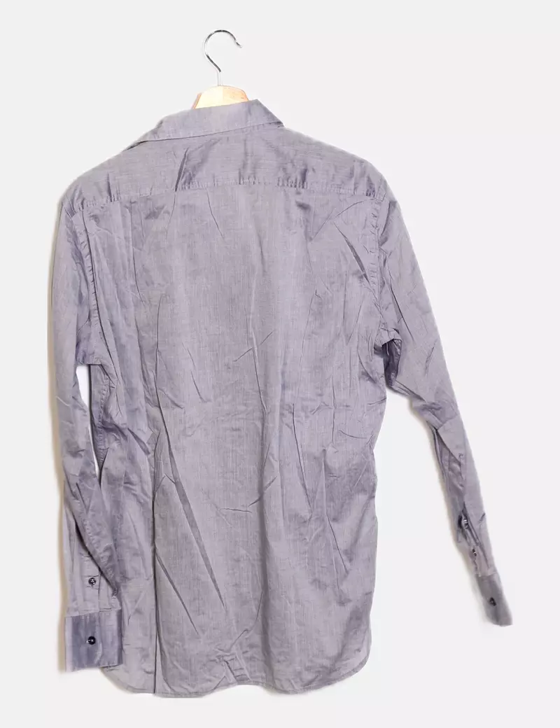 Mango Camisa gris texturizada