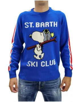 MC2 SAINT BARTH - Jersey de Punto Snoopy Ski Club con Bandas en las Mangas Color Azul