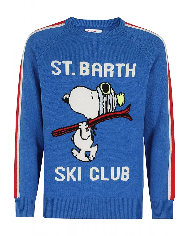 MC2 SAINT BARTH - Jersey de Punto Snoopy Ski Club con Bandas en las Mangas Color Azul