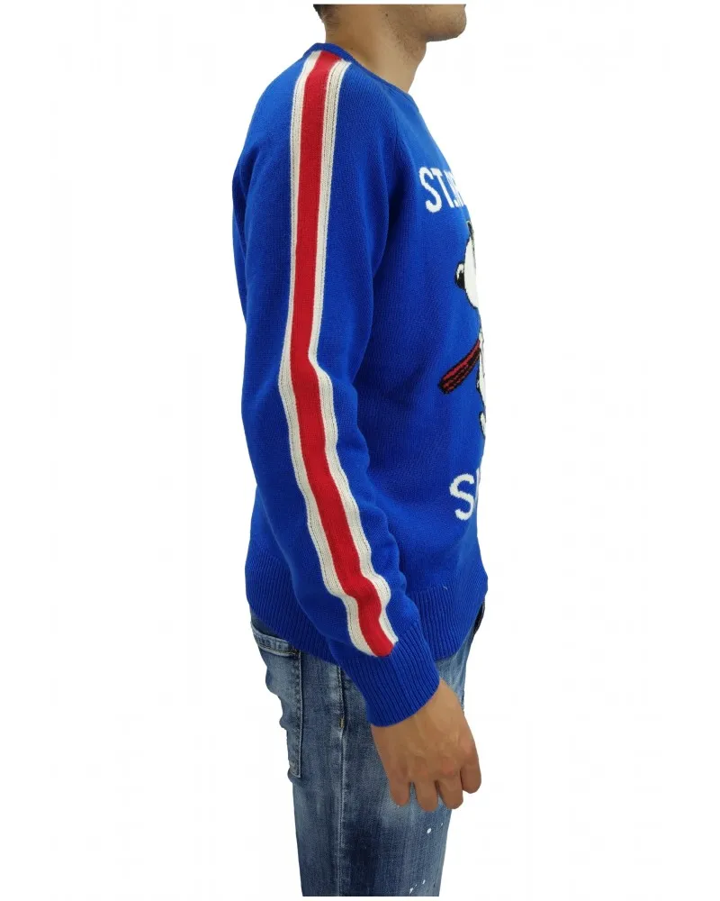 MC2 SAINT BARTH - Jersey de Punto Snoopy Ski Club con Bandas en las Mangas Color Azul