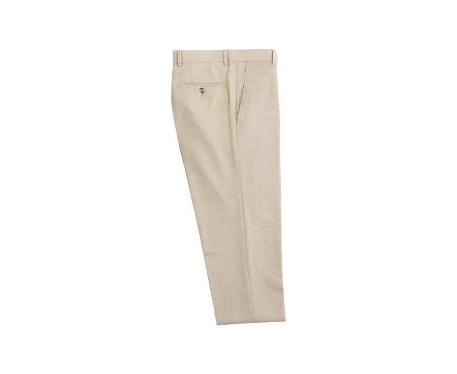 Men's Beige Melange Suit Trousers - LAZARE