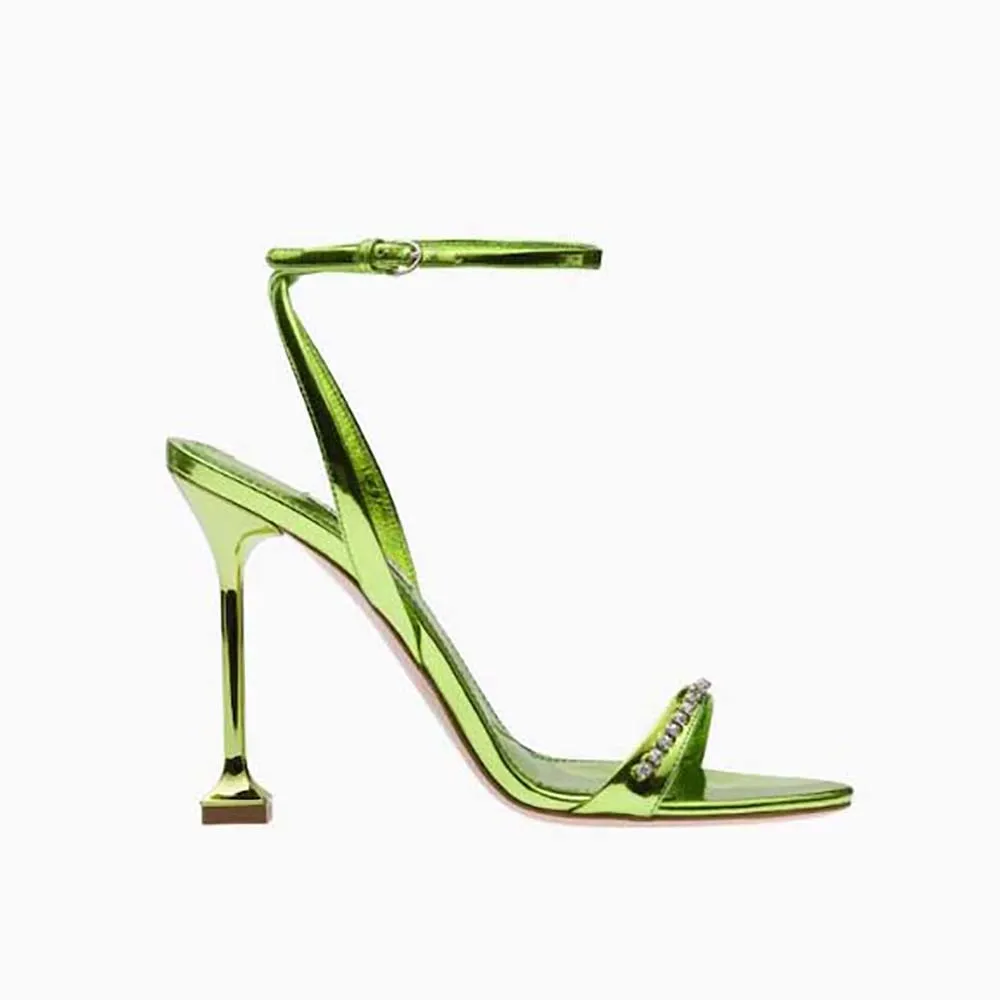 Miu Miu Sandalias Mujer Piel Metalizada-Verde