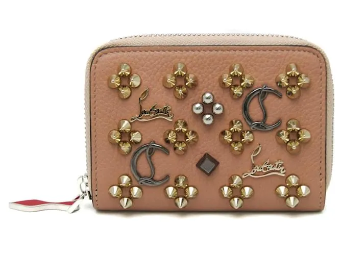 Monedero con tachuelas Panettone de Christian Louboutin Beige 