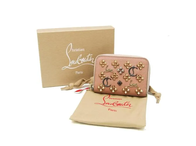 Monedero con tachuelas Panettone de Christian Louboutin Beige 