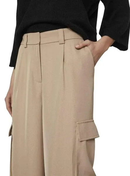 Pantalon Vila Winnie Lady Beige Para Mujer