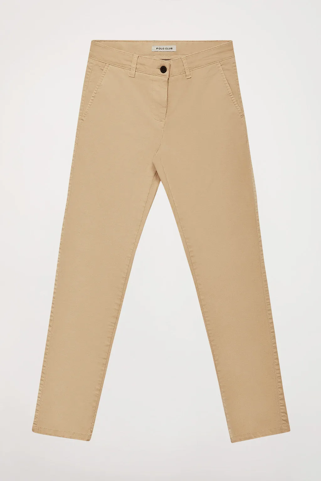 Pantalón chino Slim fit color arena con detalle Polo Club