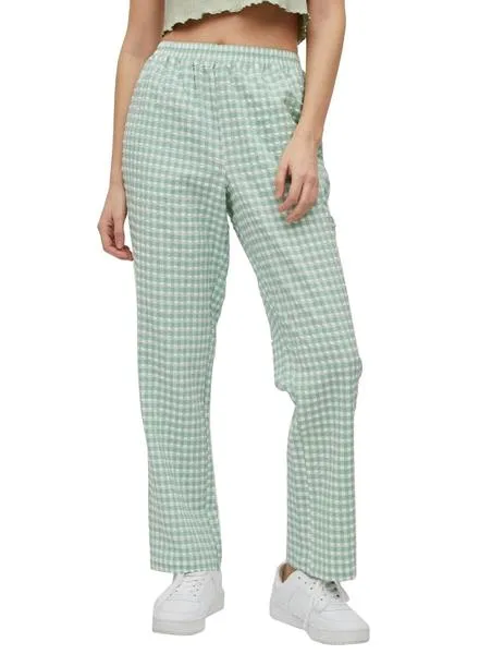 Pantalón Vila Gingsie Cuadros Verde para Mujer