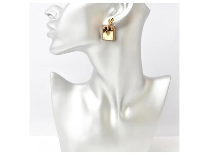 Pendientes Stud Ace of Hearts de Hermès Beige Dorado 