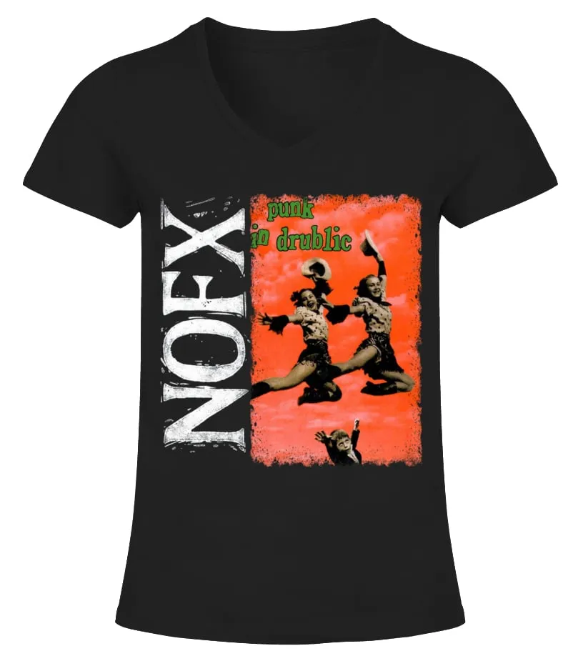 PNK-118-BK. NOFX - Punk In Drublic Camiseta cuello pico Mujer
