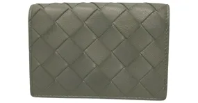 Porta tarjetas de visita Bottega Veneta Intrecciato gris Castaño 