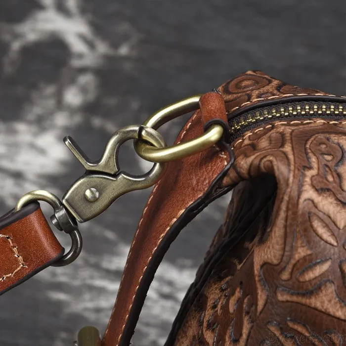 Retro Bark Folds Multi-function Handmade Handbag Cowhide Shoulder Bag