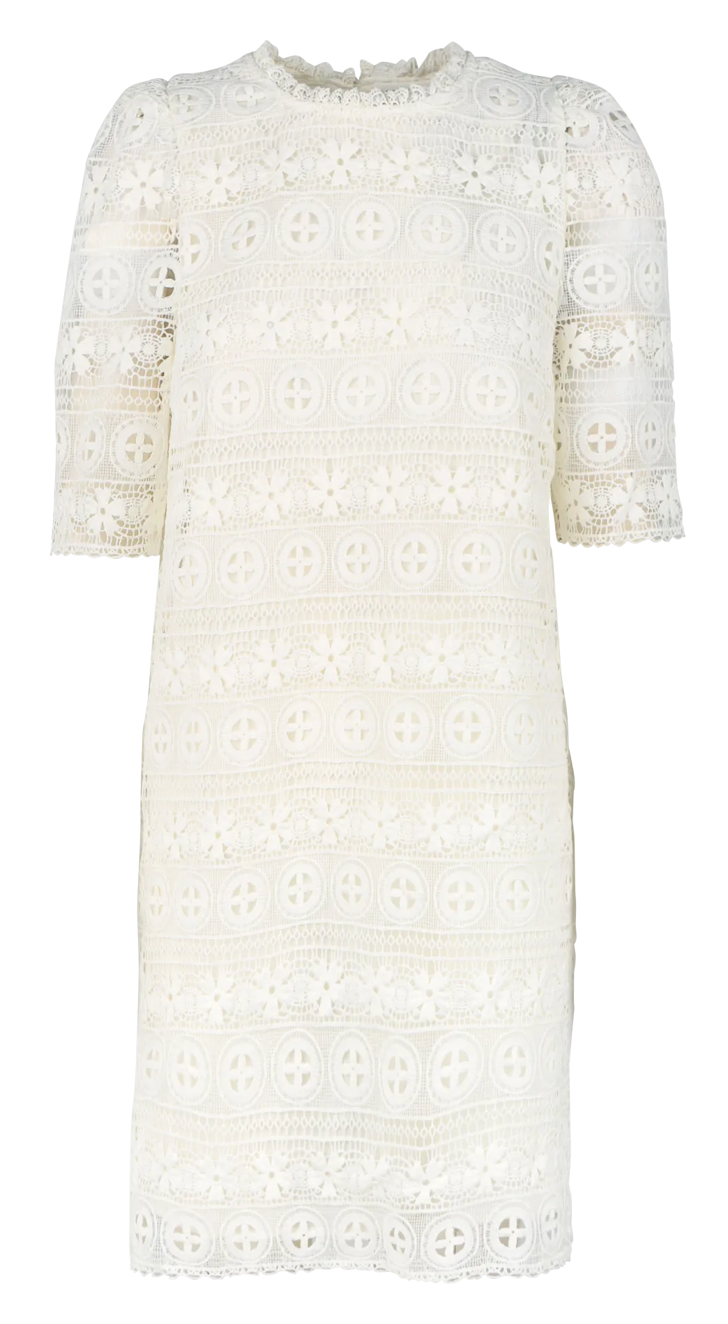 ROTILIE - Vestido corto recto con cuello redondo en blanco