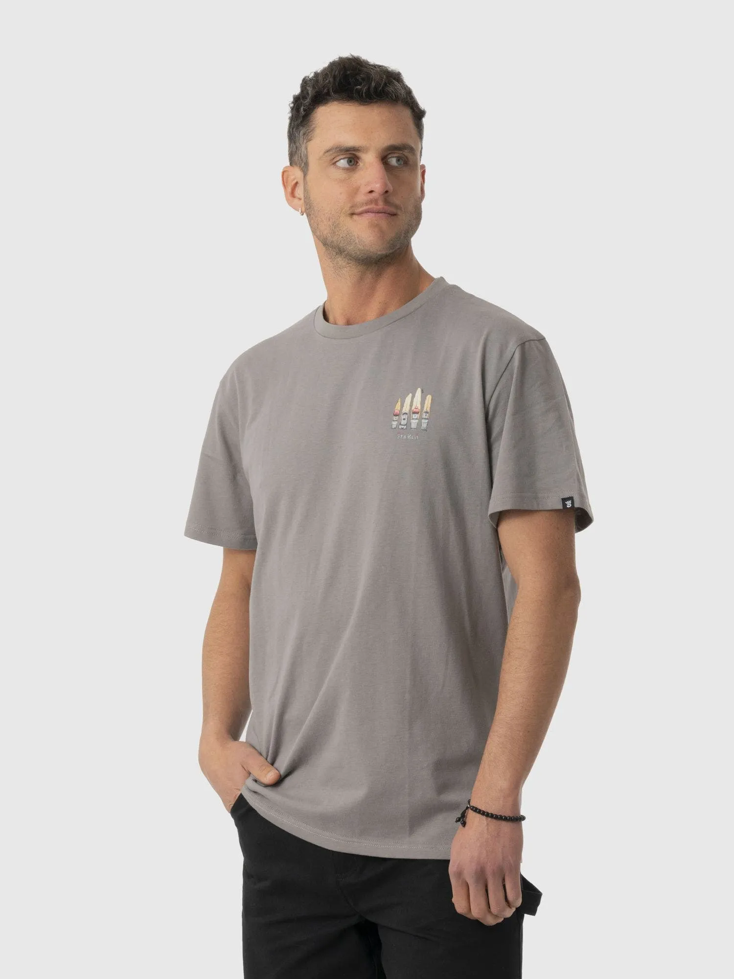 STOKED Polera Stoked Retro Solrac Reciclada Hombre Gris