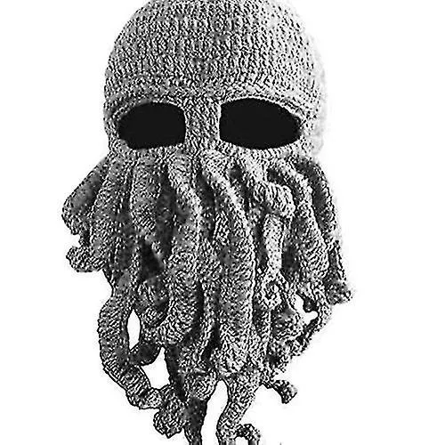 Tentáculo Octopus Knit Beanie Hat Cap Wind Ski Mask (gris)