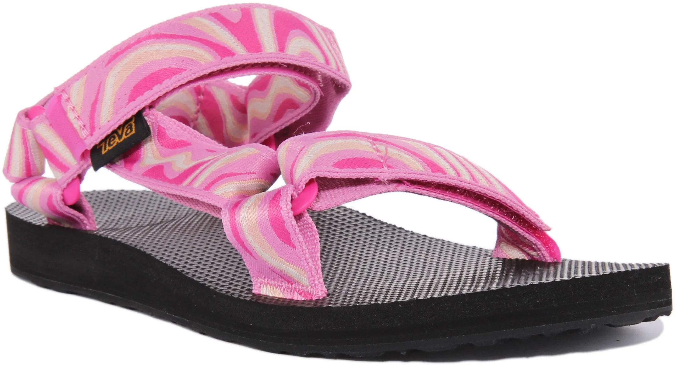 Teva Original Universal TieDye Sandalia con correa de gancho y bucle para mujer en negro blanco