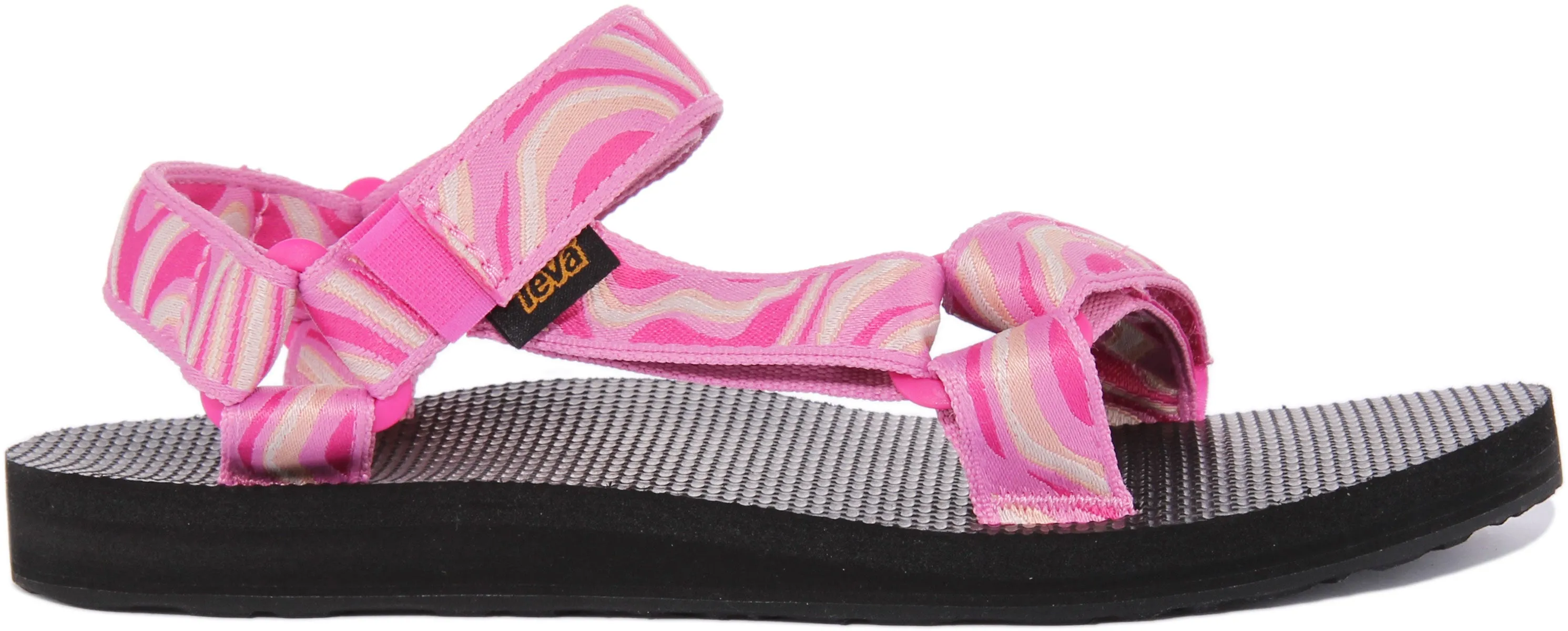 Teva Original Universal TieDye Sandalia con correa de gancho y bucle para mujer en negro blanco