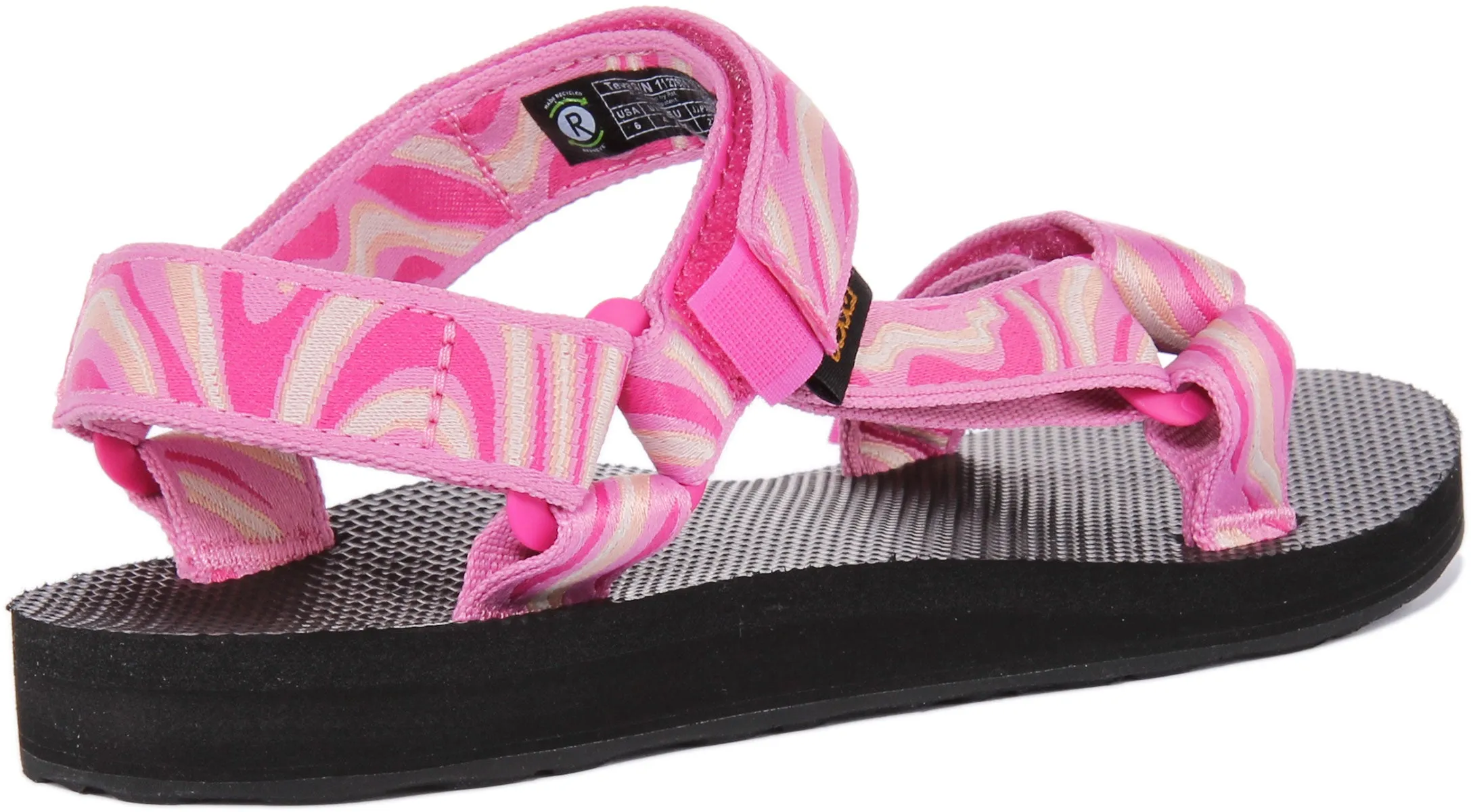 Teva Original Universal TieDye Sandalia con correa de gancho y bucle para mujer en negro blanco