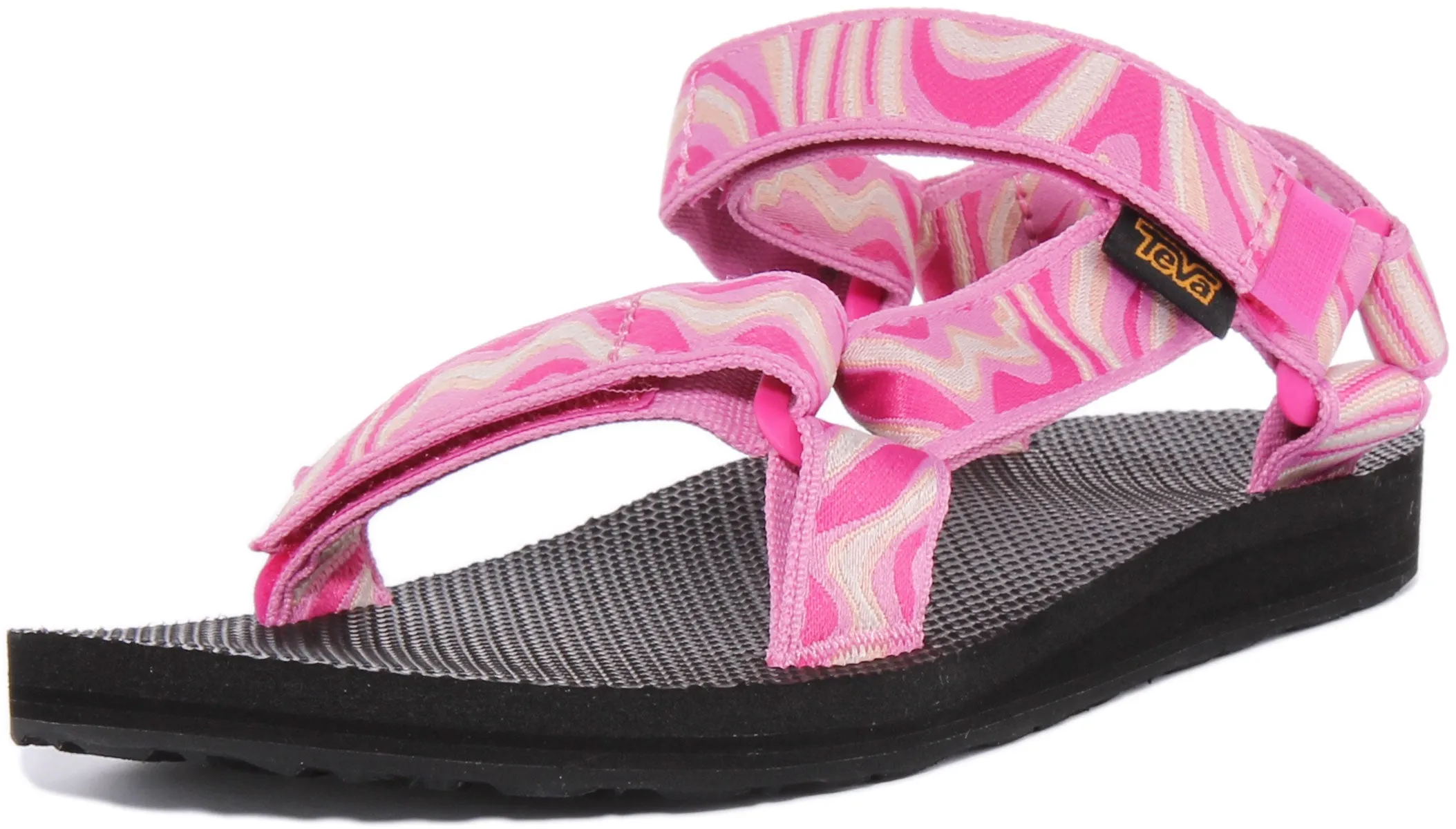 Teva Original Universal TieDye Sandalia con correa de gancho y bucle para mujer en negro blanco