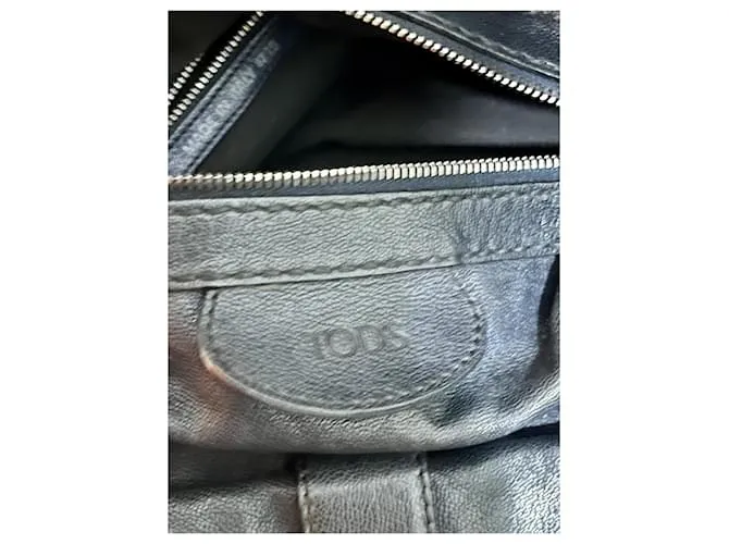 Tod's Saco de cuero con bolsillo frontal con cremallera Azul marino 