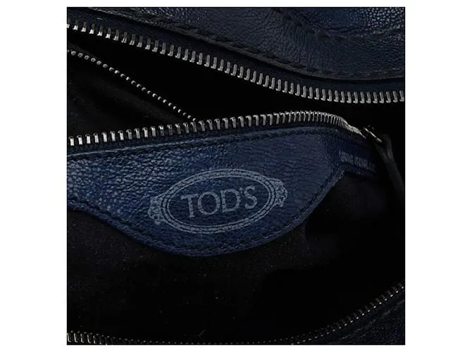 Tod's Saco de cuero con bolsillo frontal con cremallera Azul marino 