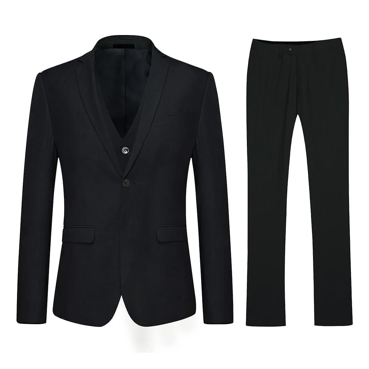 Traje negro Slim Fit Double Split para hombre de 3 piezas