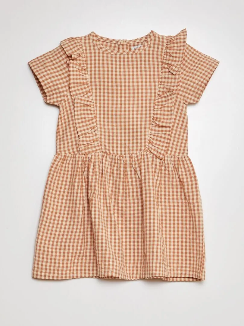 Vestido con volantes - BEIGE