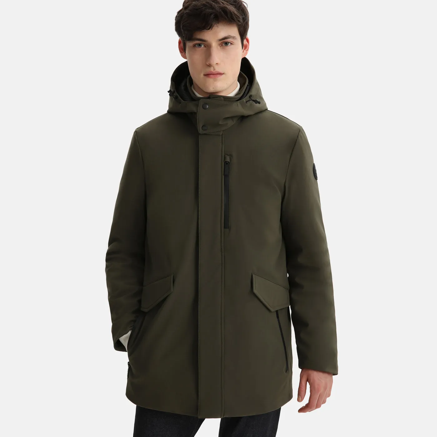 Woolrich Barrow Mac Soft Shell Coat Dark Green