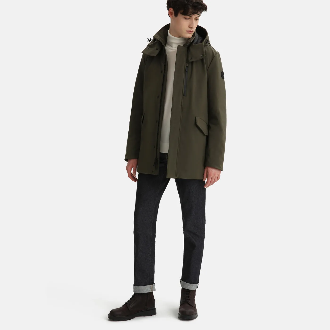 Woolrich Barrow Mac Soft Shell Coat Dark Green