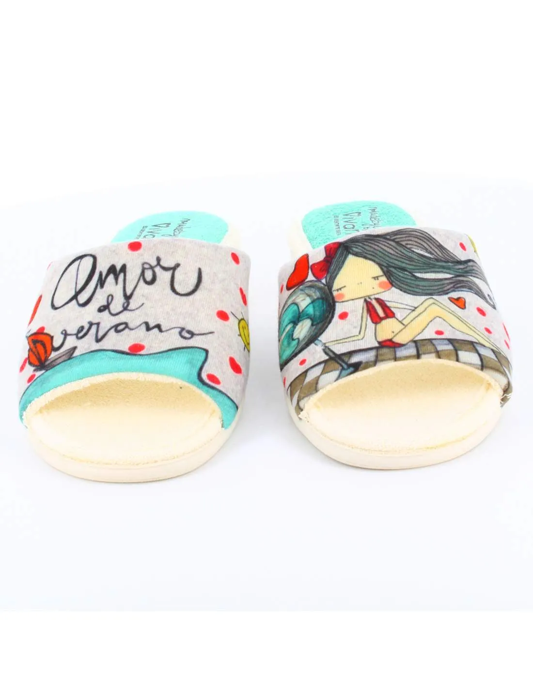 Zapatillas de Casa "Amor de verano" Bahía Gris