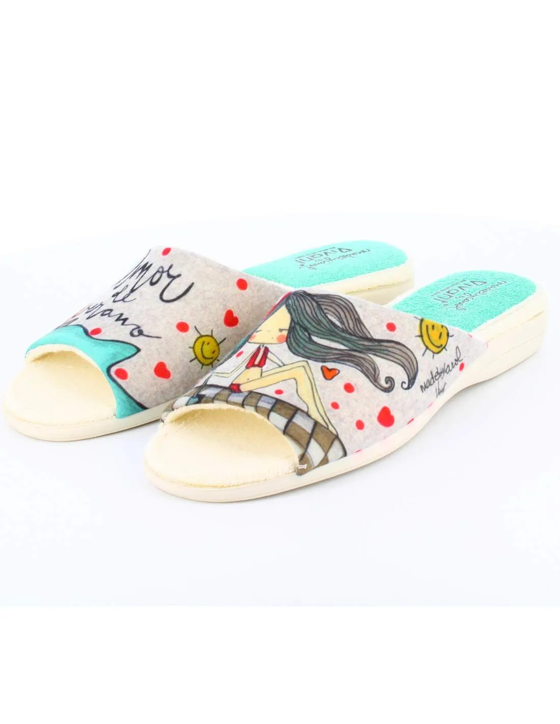 Zapatillas de Casa "Amor de verano" Bahía Gris
